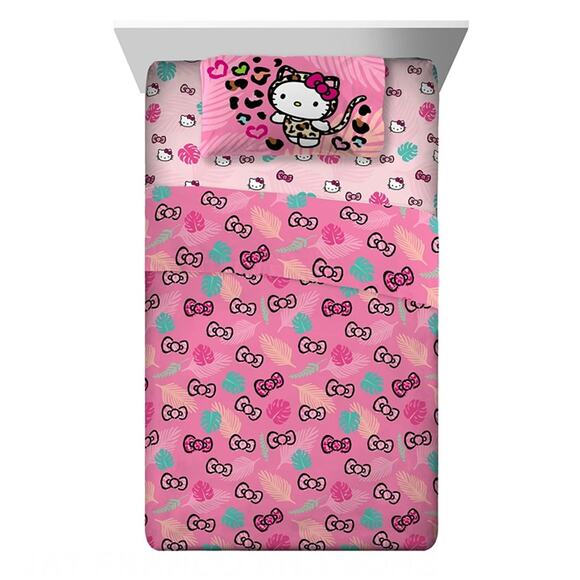Hello Kitty Kids Twin Sheet Set, Pink, Sanrio - Picture 1 of 5